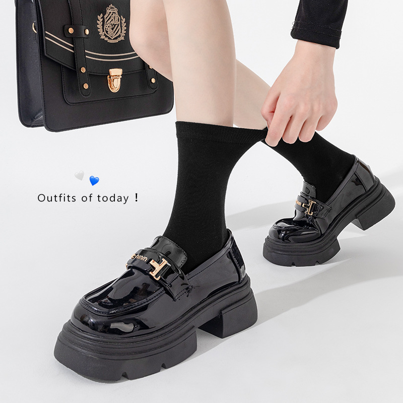 Botas todavía algodón miu serie calcetines de pila mujer primavera y otoño blanco tubo medio calcetines sueltos ins estilo universitario calcetines japoneses de algodón deshuesado