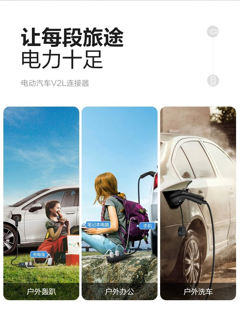 Long-life New Energy Discharge Gun Socket for Electric Vehicles, Universal for BYD, 220V 16A AC Adapter