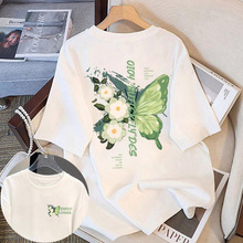 蝴蝶纯棉白色短袖女t恤2025新款爆款夏季漂亮独特绝美上衣体恤ins