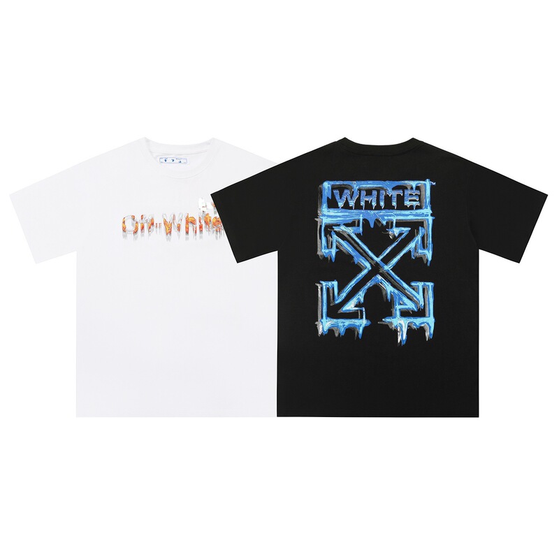 Cross-Border Dropshipping Spring and Summer New Style Off Ice Cube Arrow Pattern Round Neck Loose Trendy Casual Short-Sleeve T-Shirt for Men and Women