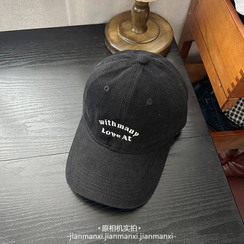 韩版百搭小字母刺绣棒球帽男早秋季简约软顶宽檐显脸小鸭舌帽子女|undefined