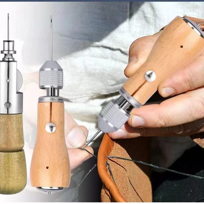 Cuero mano puntada máquina DIY mano puntada máquina cuero talla puntada herramienta cuero cera lienzo cono aguja