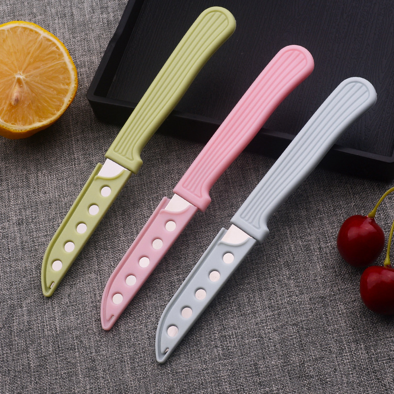 Con juego de cuchillos, cuchillo conveniente, cuchillo de cáscara, pelador, corte de frutas, cuchillo simple para el hogar, mini cuchillo de frutas de acero inoxidable