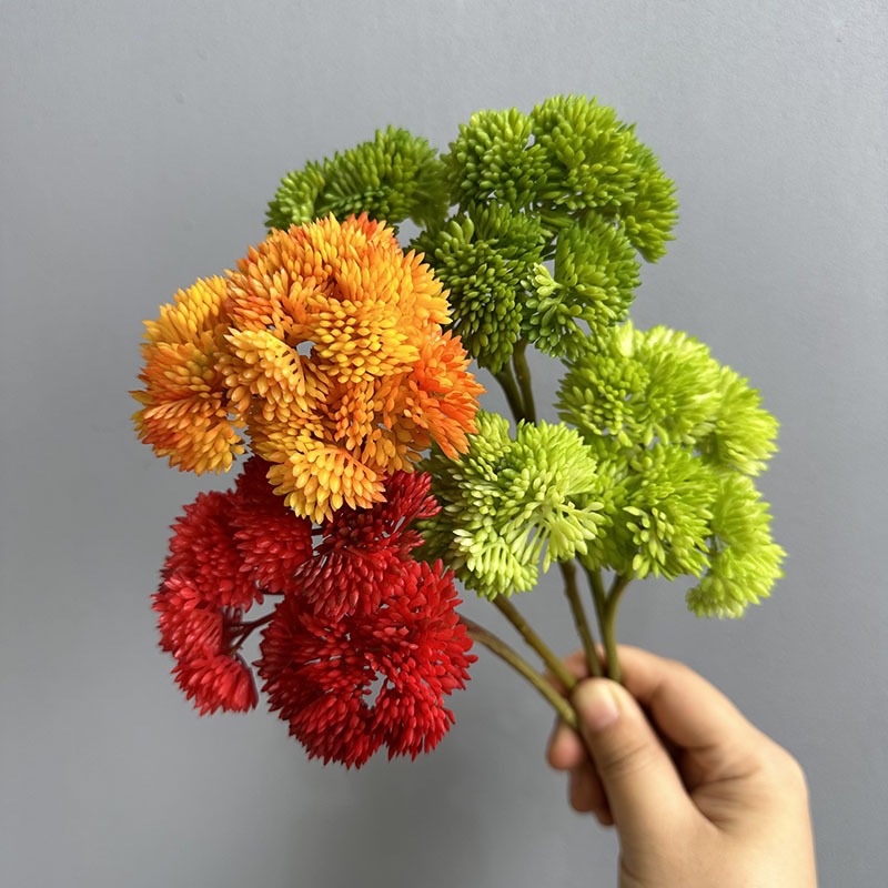 软胶米仔果仿真花厂家 绣球果假花手感多肉植物软装花艺软胶花菜