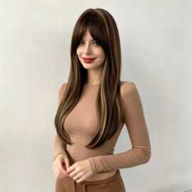 欧美跨境挑染八字刘海头顶补发块假发女仿真发假发片厂家一件代发
