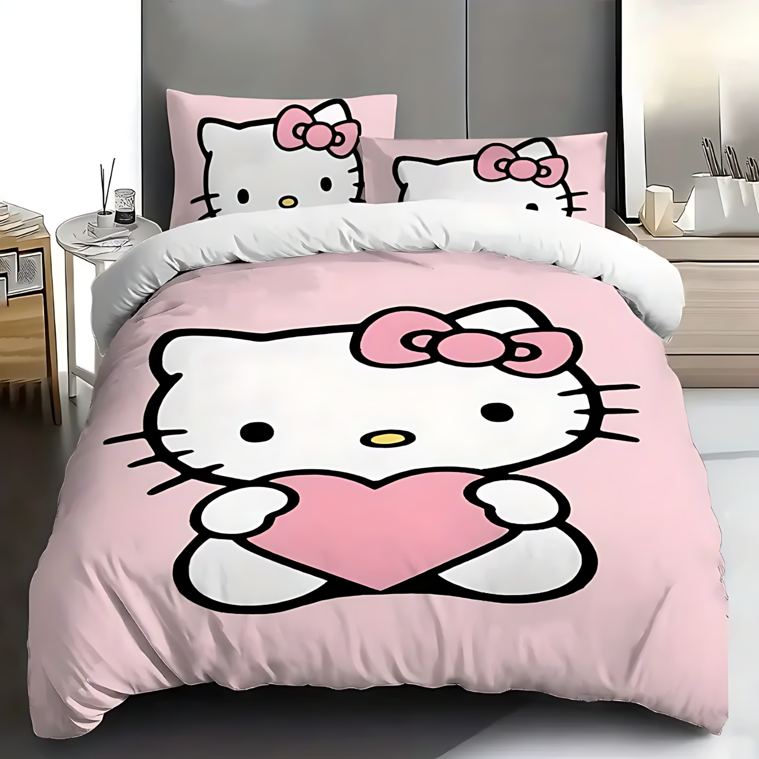 TEMU / JITHELLO KITTY Serie temática de Kitty Kit de edredón de impresión digital 3D universal para todas las estaciones