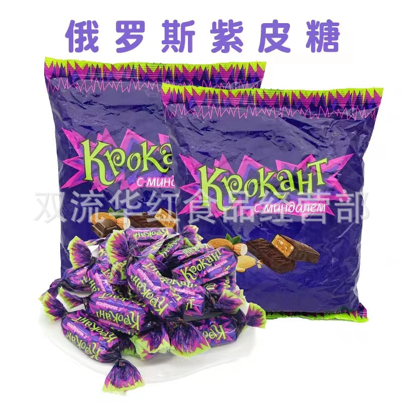 Шоколадные конфеты-сэндвичи Purple Skin Candy KDV со вкусом шоколада, 100 г, всего 24 пакета конфет Purple Skin Candy