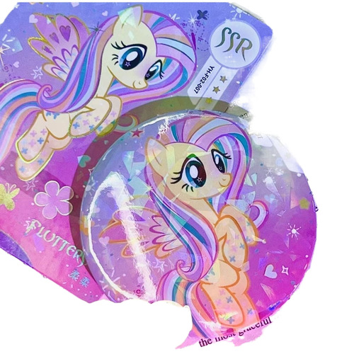 Custom Tin Badge: My Little Pony Pinkie Pie Gacha Item, Double-Shimmering Reflective, Self-Printed 2D Lapel Pin