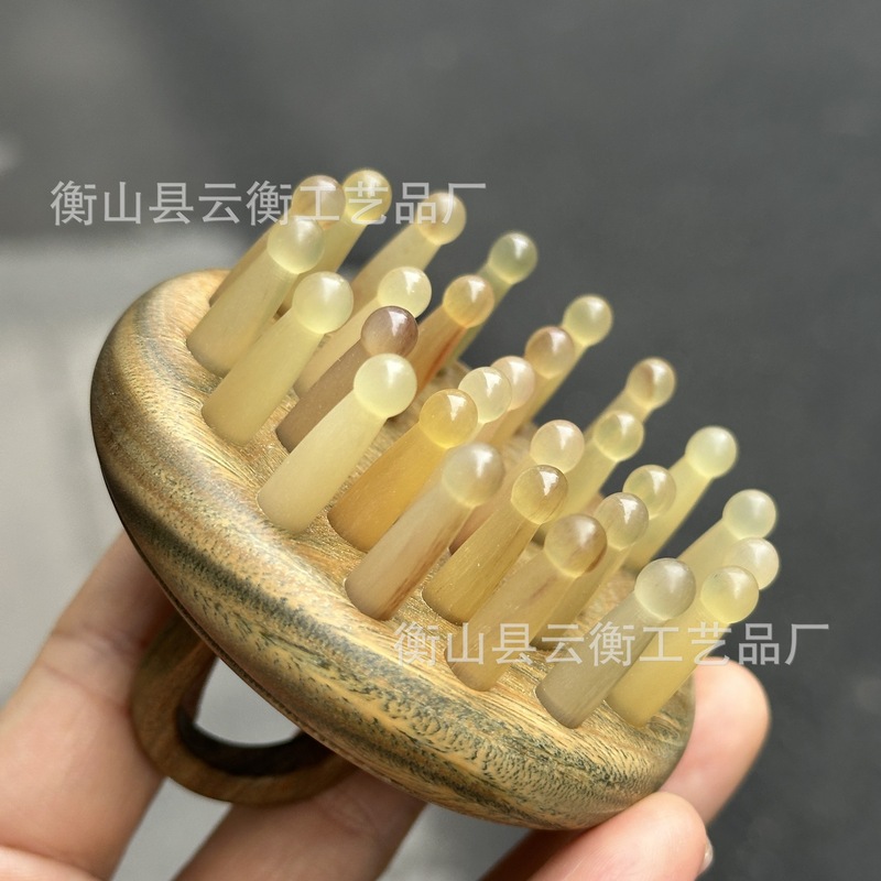 厚みを50％増加 | 羊の角マッサージコーム、頭経絡コーム、ヘアセラピーマッサージャー、頭皮スクレーピング、脱毛防止リング|undefined