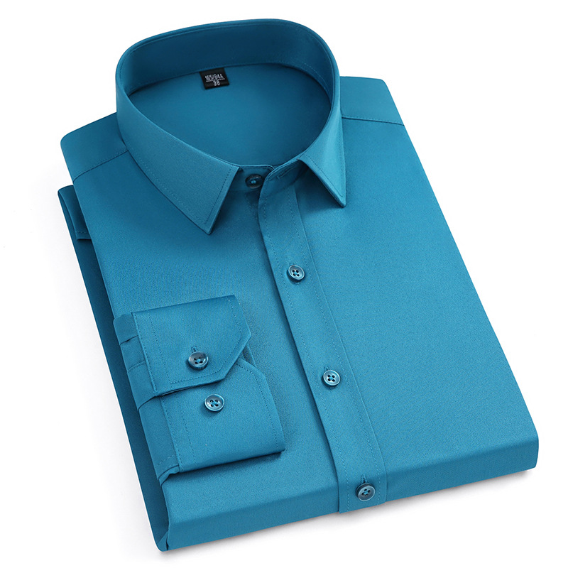 Nueva camisa de manga larga de algodón elástico antiarrugas sin planchar para hombres camisa de negocios de fácil cuidado para hombres en stock al por mayor
