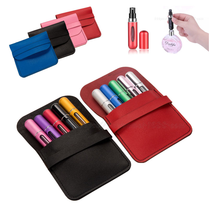 旅行便携香水喷雾瓶套 5只装迷你香水皮套 香水雾化器收纳包