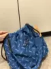 Denim purse, drawstring
