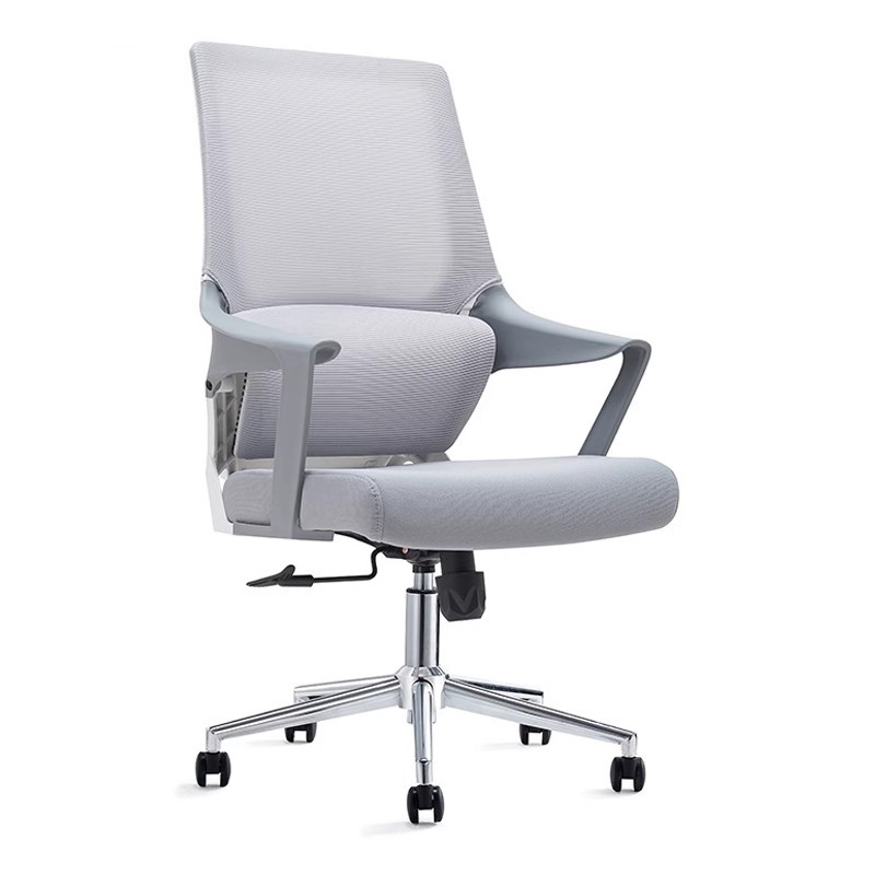 silla de oficina ergonómica elevación respaldo lumbar cómodo silla de conferencia silla de computadora silla corporativa gris