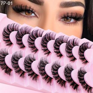 Cross-Border European and American Style False Eyelashes, 7 Pairs, Thick, Naturally Curled, Cross-Border Source Factory False Eyelashes