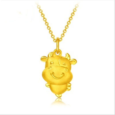2021牛年开运贺岁吊坠 福钱币爱心财牛项链女锁骨链 批发|ms