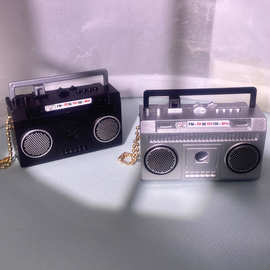 可投影收音机复古录音机钥匙扣迷你微缩模型场景摆件装饰品娃娃屋