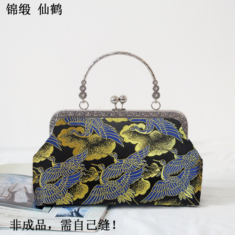Longze未完成手作り素材バッグ-スクエアマウスゴールドバッグショートハンドバッグは自分で縫う必要があります|undefined