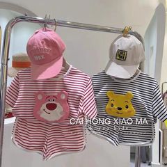 Children's set summer new girl baby cute casual striped set girl child T-shirt shorts two-piece set