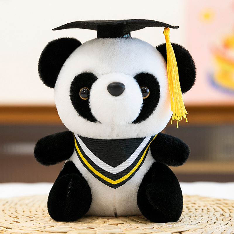 Doctor panda temporada de graduación muñeca de peluche muñeca panda colgante llavero logotipo impreso regalo