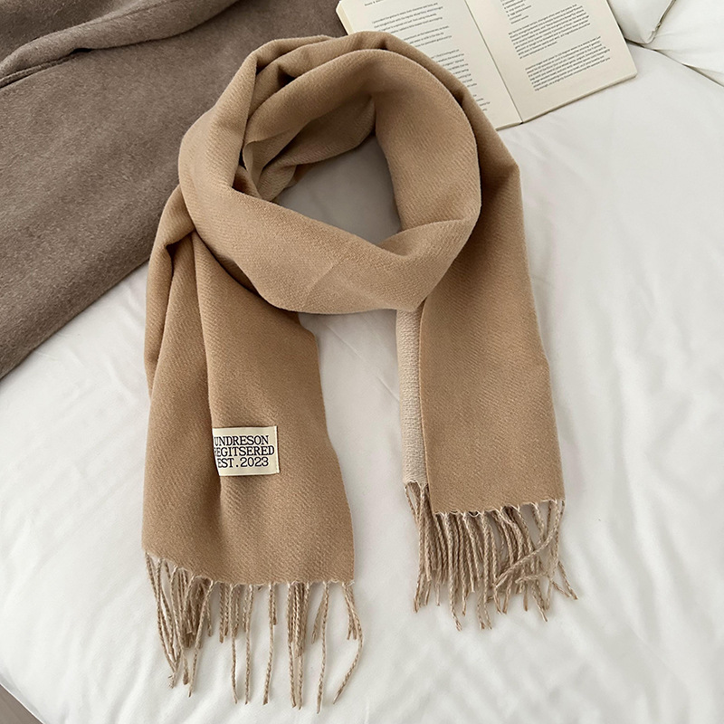 Otoño y invierno bufandas mujeres de imitación de cashmere de color sólido de alto nivel de sensación multifuncional engrosado alargado calentamiento bordas buñuelo al por mayor