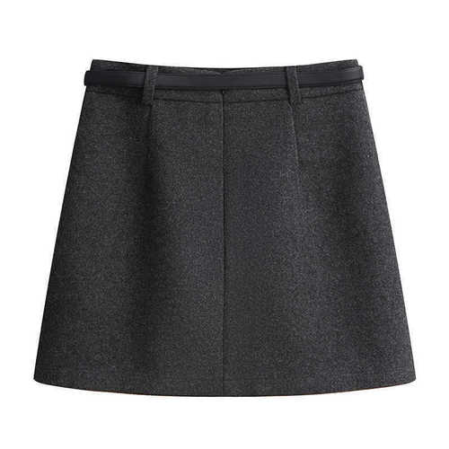 Women's Autumn/Winter New Knee-Length Woolen Semi-Body Skirt with High-Waist and Full-Buttock Design, Thick and Small-Size-Friendly