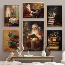 Ins博主同款圣诞老人头装饰画浓郁圣诞节日氛围感卧室挂画摆拍画