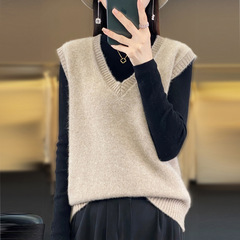 叠穿坎肩初秋新款女式针织马甲无袖背心V领套头宽松显瘦韩版上衣