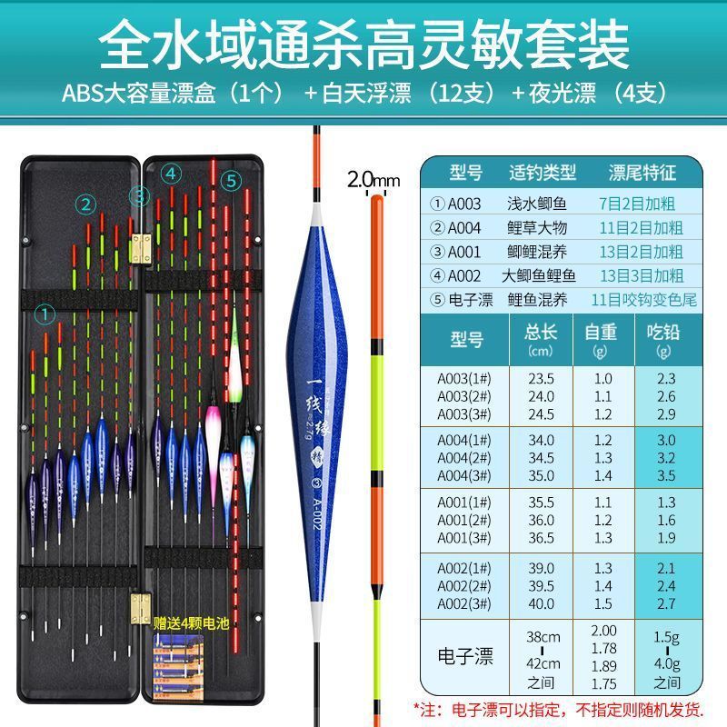 16個の高感度釣りウキ、フナと鯉のウキボックスセット、オールウォーターユニバーサル目を引く釣りウキセット|undefined