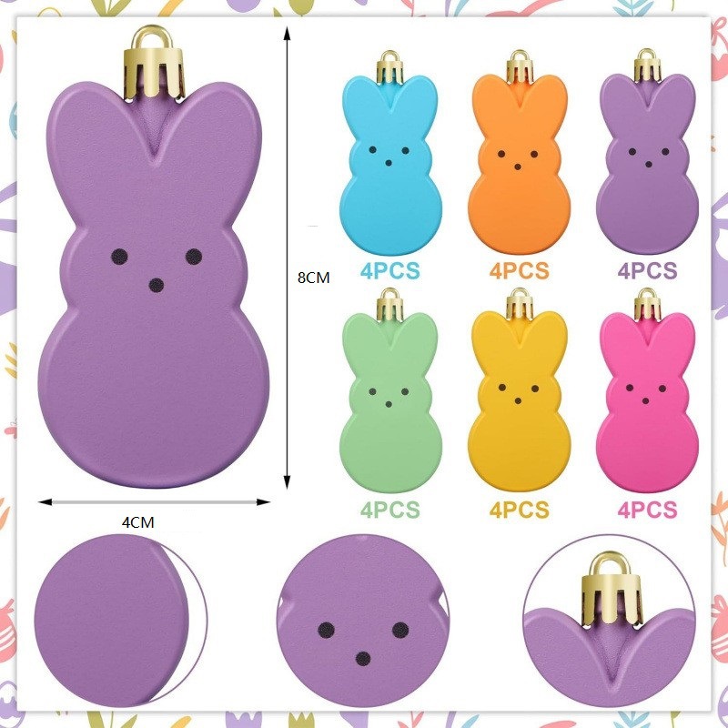 Pascua transfronteriza de 8cm colgante de plástico de conejo colorido colgante de decoración de atmósfera
