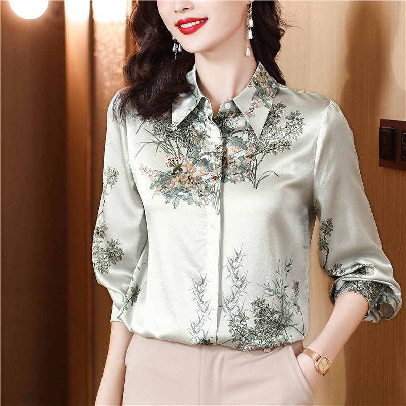 Authentic Heavyweight Silk Shirt for Women, Long-Sleeved, New Fashion Style, Loose Fit, Plus Size, Slimming, Mulberry Silk Base Shirt Authentic Heavyweight Silk Shirt for Women, Long-Sleeved, New Fashion Style, Loose Fit, Plus Size, Slimming, Mulberry Silk Base Shirt