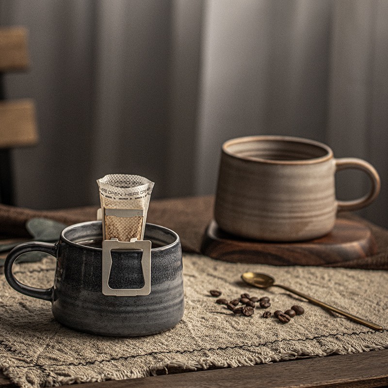 喜欢复古风的情侣看过来~日式粗陶水杯家用牛奶杯咖啡杯子早餐杯~