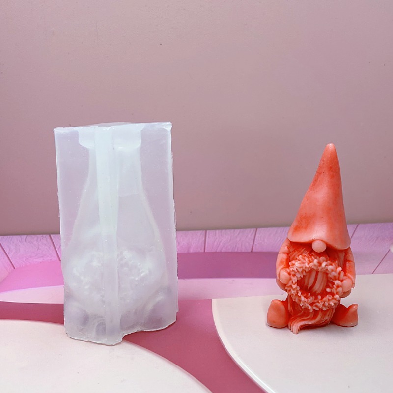 跨境圣诞节小矮人香薰蜡烛硅胶模具 DIY拿树小矮人蜡烛圣诞摆件模|undefined