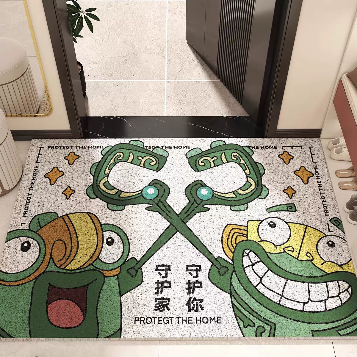 哪吒2可爱呆萌结界兽pvc丝圈地垫入户大尺寸玄关厕所防滑耐磨地毯