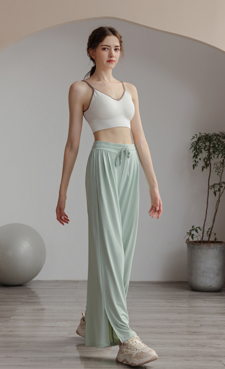Cool pants, sun protection pants, women's UV protection, ice silk drape, wide legs, casual, breathable, split open,_voghion.com