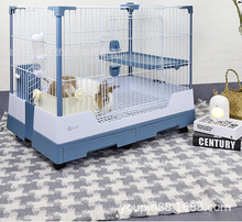 达洋宠物兔笼 带跳台双抽屉防喷尿兔笼 龙猫笼 R81 别墅兔笼