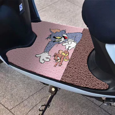 Universal cartoon silk circle foot pad, Electric vehicle foot mat - 210-tom-jerry-width-50xlength-70cm