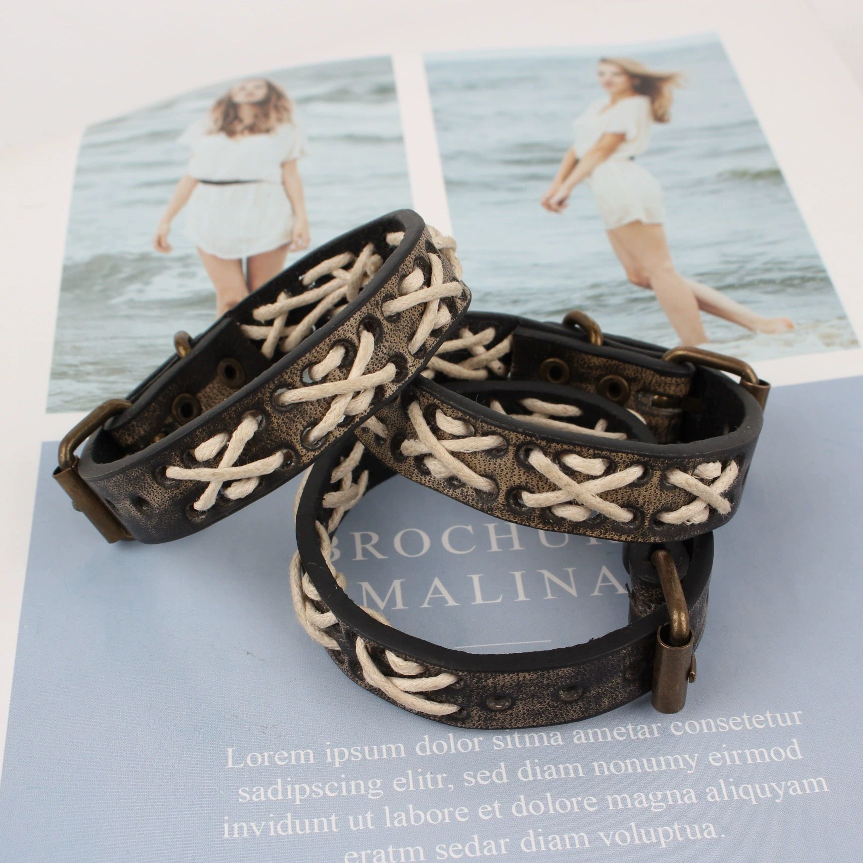 polyurethane genuine design retro woven bracelet handmade