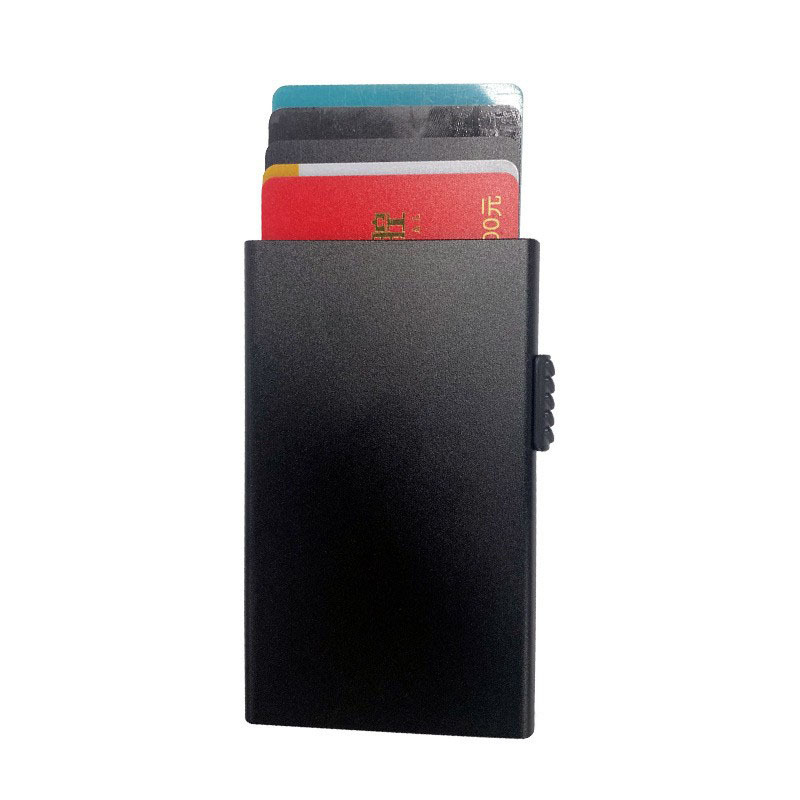 Venta caliente de comercio exterior caja de tarjeta de crédito automática de metal paquete de tarjeta titular de la tarjeta Fábrica en stock al por mayor de aluminio aleación de titanio RFID paquete de tarjeta