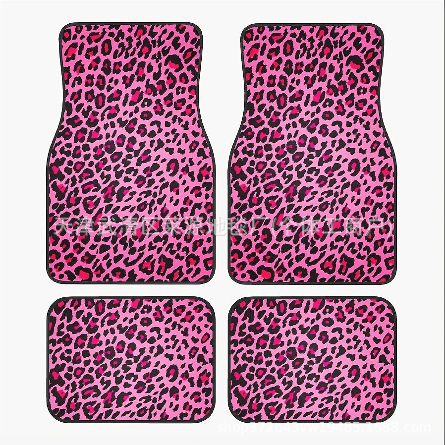 Cross-border TEMU Hot Leopard Crystal Velvet Foot Mat Home Dirt-resistant Easy-care Car Foot Mat Four-piece Set Wholesale