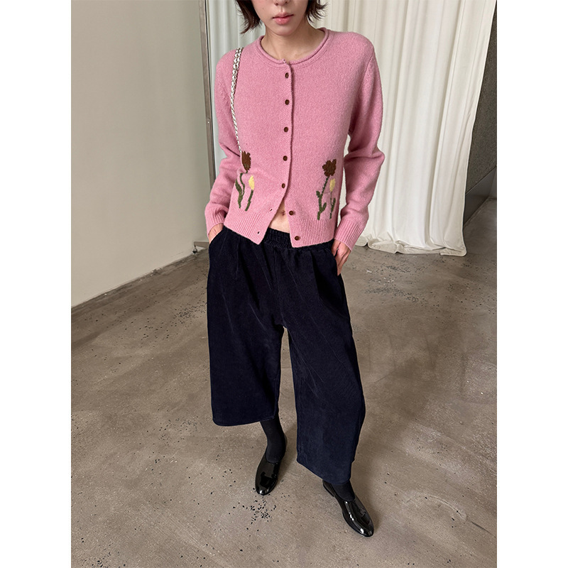 【Clearance No Returns】Winter Commute Simple Corduroy Casual Capri Pants for Women, Thickened Versatile Wide-Leg Pants 5718