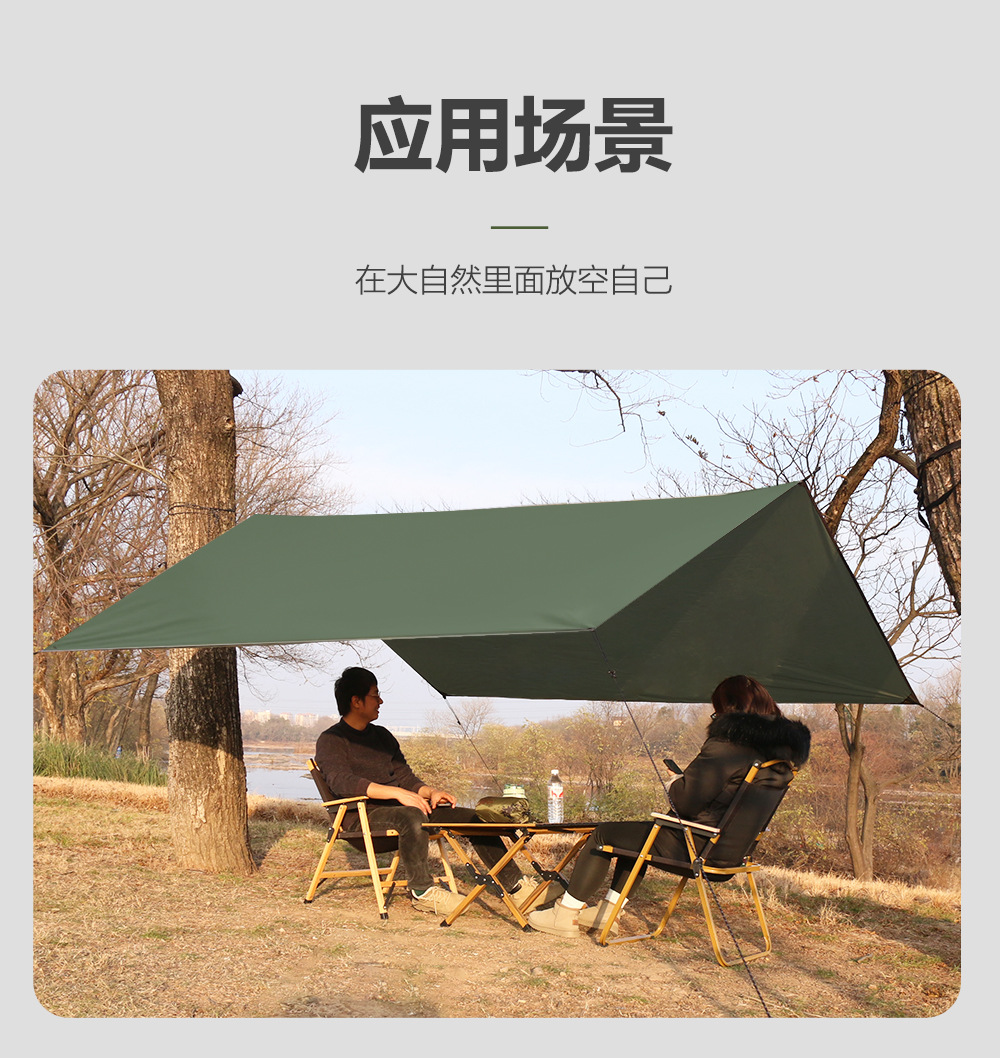 Enjoy Cross-Border Outdoor Square Canopy Sunshade and Sun Protection 210t Polyester Plaid Four-Corner Camping Style Canopy