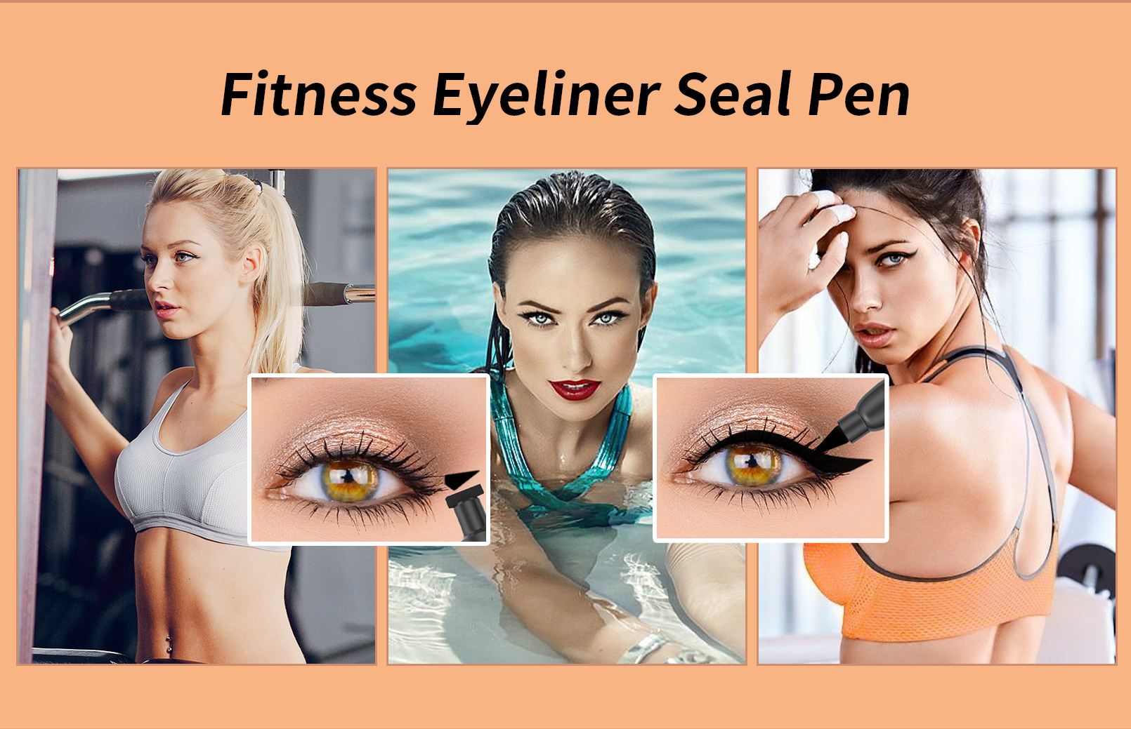 New YANQINA double-headed triangular seal eyeliner non-smudge waterproof Stamp eyeliner for cross-border use Item Picture