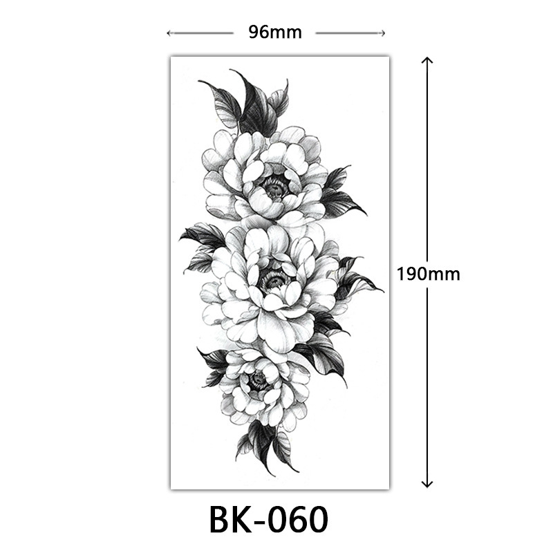 クロスボーダー特別供給スケッチフラワータトゥーステッカースケッチタトゥーステッカーバラの花黒と白の花タトゥー|undefined