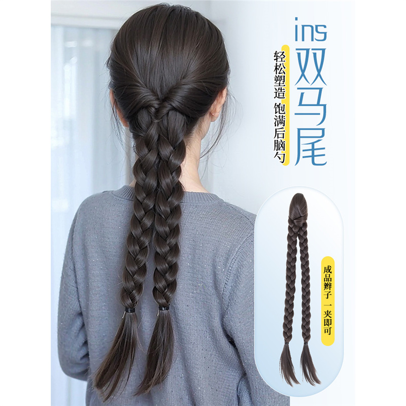 Trenza de pelaca, clip de agarre para niños, trenza doble, cola de caballo, cabello trenzado, trenza larga, trenza larga, atadura de cabello, coleta de pelaca