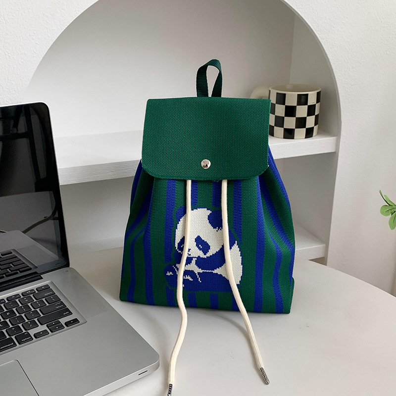 Mochila de alta calidad para damas nueva personalidad de dibujos animados versátil de gran capacidad de viaje bolsa de tejido portátil mochila de punto