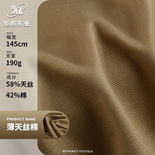 190g Tencel Cotton Woven Sand Washed Tencel Twill Fabric Summer and Autumn Dress Fashion Pants Shirt Fabric