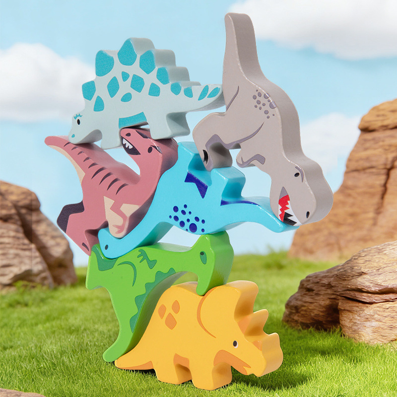 Dinosaurios transfronterizos superpuestos altos animales de equilibrio superpuestos bloques de construcción para niños iluminación divertida puzzle juegos de mesa al por mayor