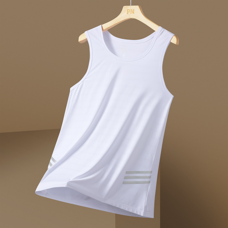 L - 8X chaleco de hielo extra grande chaleco de verano hombre camiseta de moda sin mangas camiseta deportiva suelta hombro correr ropa seca rápida