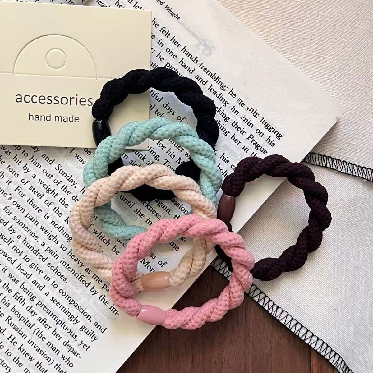 Ins viento frío gradiente gris 3 correas para el cabello gruesas y de alta elasticidad bandas de goma para atar el cabello