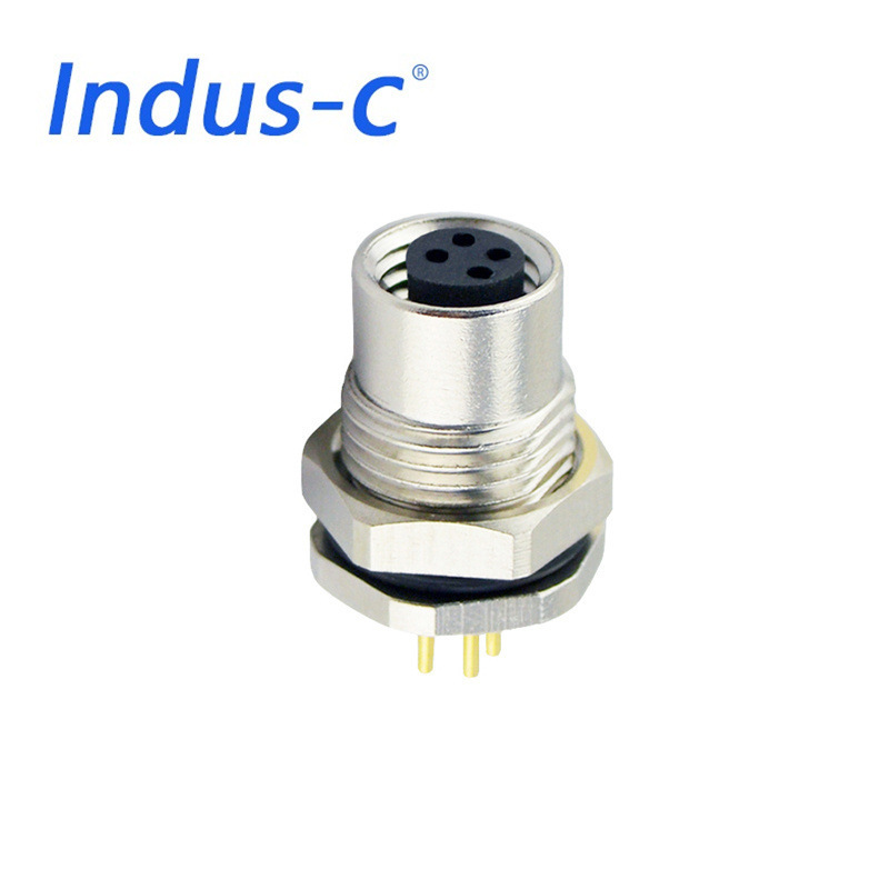 Telecommunications Equipment Plug and Socket Harness Waterproof Connector M8 D-Type 4-Core Female Straight Head Front Lock Panel with Wire